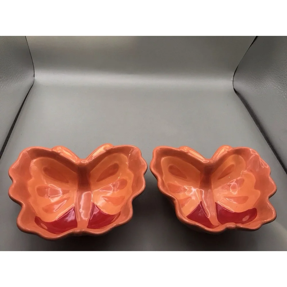 Pair Of‎ Orange Butterfly Candy Trinket Dishes